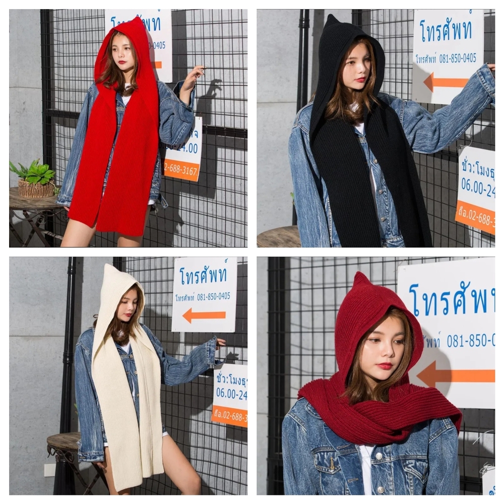 Hooded Scarf in Deep Blue - Picture 9 of 12